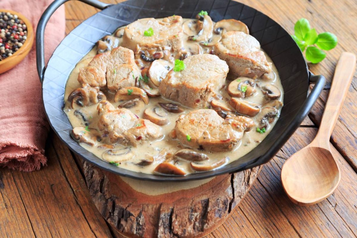 longe de porc champignons