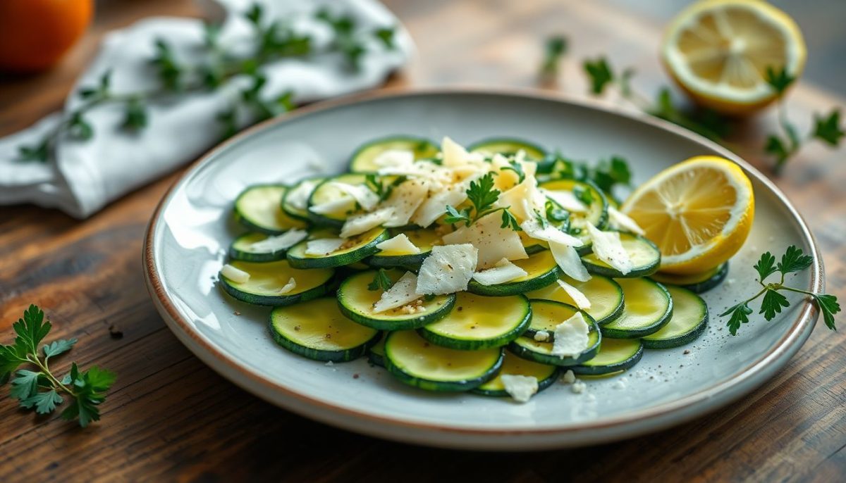 Carpaccio de courgette citron-parmesan : l'entrée fraîche et gourmande qui remplace enfin la salade verte
