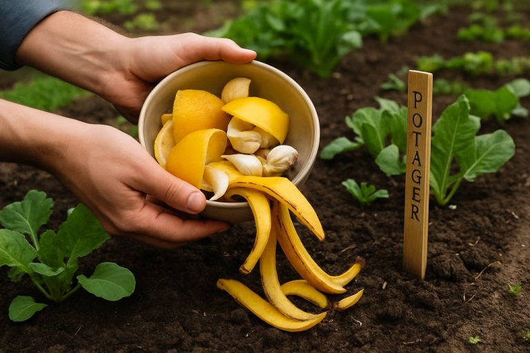 épluchures citron, ail, bananes potager