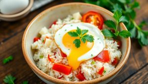 Cette salade de riz au poivron rouge et aux œufs est parfaite pour les déjeuners d&rsquo;été