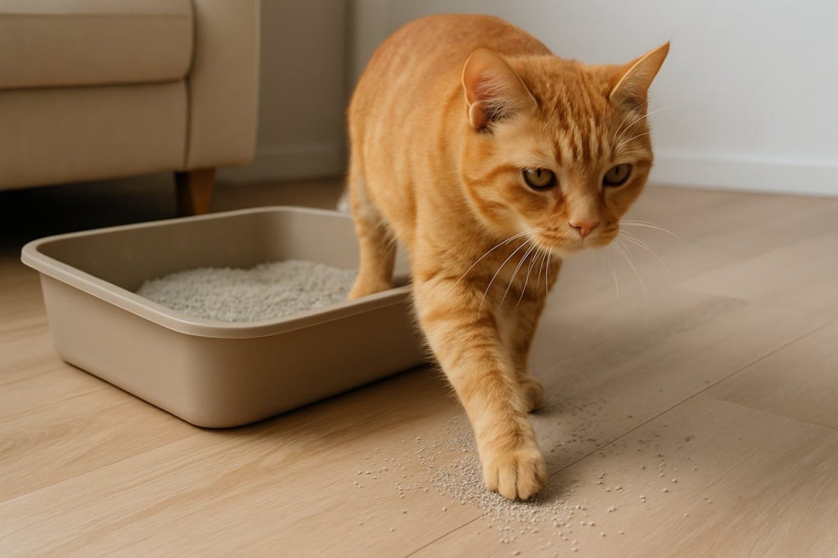 Litière qui colle aux pattes du chat : l'astuce simple pour ne plus en avoir partout dans la maison