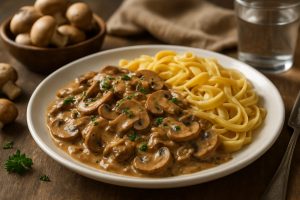Champignons fondants et sauce crémeuse : ce Stroganoff végétarien est un pur concentré de réconfort